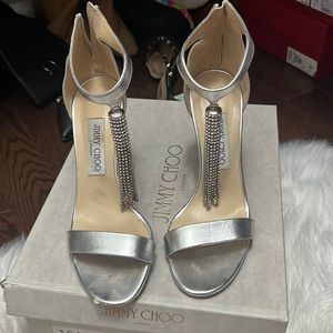 Jimmy Choo Viola Crystal-Tassel Sandals Shoes 37.5